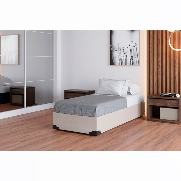 Base Para Cama Box Solteiro Joe Linho (36x88x188) Cru