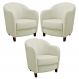 Kit 3 Poltronas Decorativas Sala de Estar Pés Madeira Kairós Couro Off White G03 - Gran Belo