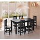 Conjunto Mesa De Madeira Maciça Preto 160x88+ 6 Cadeiras Sfa