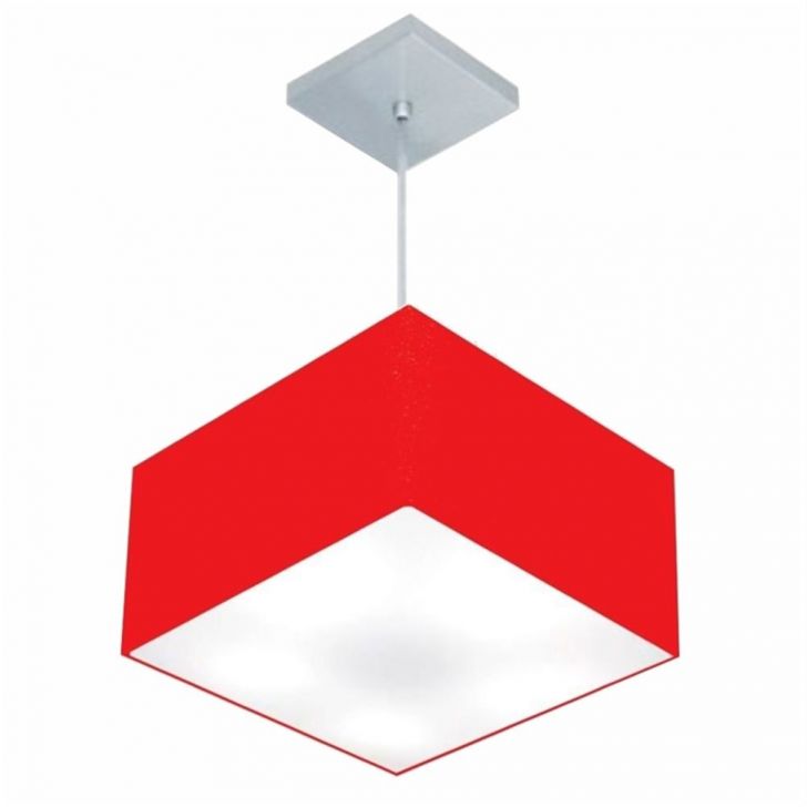 Pendente Quadrado Md-4020 Cúpula em Tecido 21/35x35cm Vermelho - Bivolt