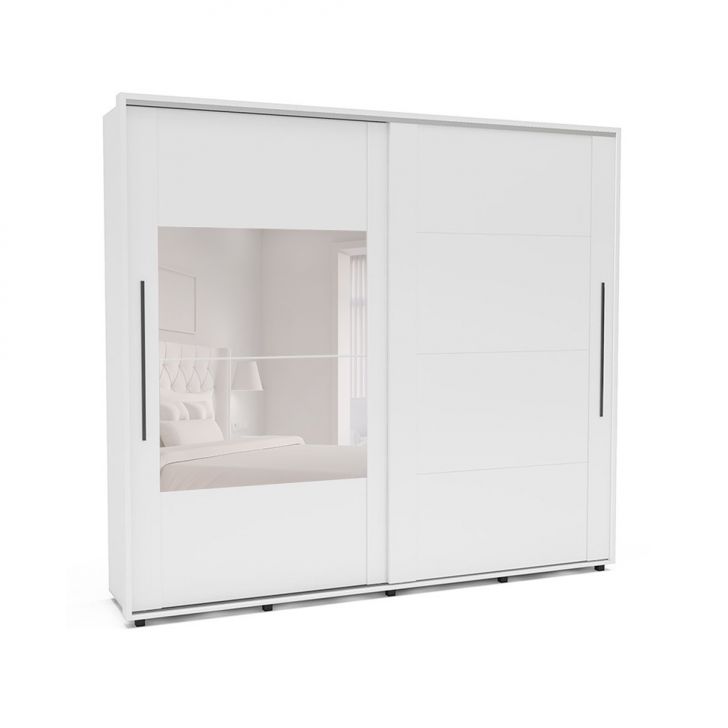 Image of Guarda-roupa Casal Com Espelho Coimbra Flex 2 Portas 6 Gavetas Branco PLA-MO895CL83OFWMOB