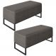 Kit 02 Puffs Decorativo Para Sala de Estar Cléo W01 Base Ferro 90 cm Linho Cinza Escuro - Lyam Decor