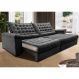 Sofá Retrátil e Reclinável 2,55m Molas Ensacadas Cama inBox Big Space com Bordado 3D Velusoft Cinza