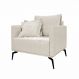 Poltrona Decorativa Pés em Aço Stagno Linho Off White Rústico G63 - Gran Belo