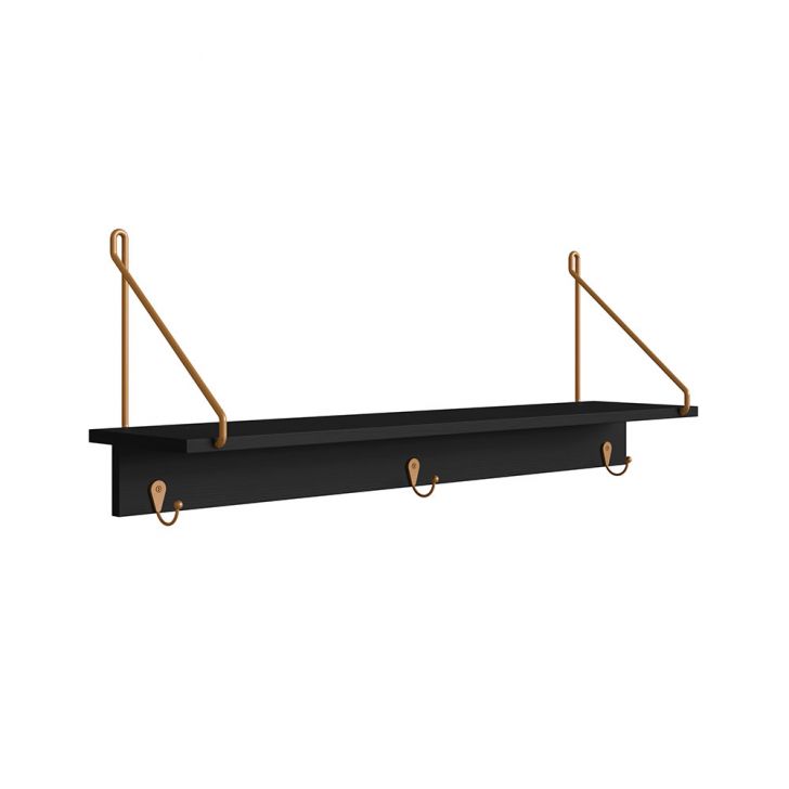 Prateleira Decorativa Oslo Preta e Dourada