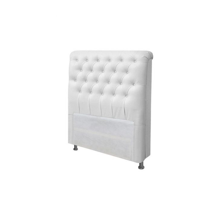 Cabeceira de Cama Box Solteiro 88cm Pádua Couro Branco