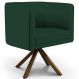 Poltrona Decorativa Sala de Estar Giratória Base Giromad Madeira Betina C-117 Linho Verde Musgo - Domi