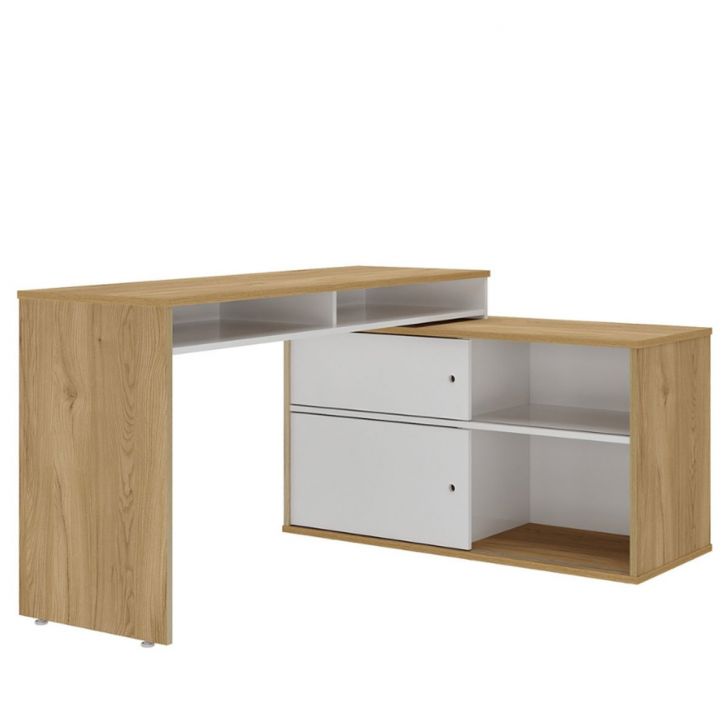 Mesa Escrivaninha 2 Portas de Correr em L Alex Olmo/Branco