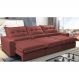 Sofá Retrátil e Reclinável 4,12m com Molas Ensacadas Cama Inbox Soft Tecido Suede Velusoft Vermelho