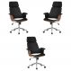 Kit 3 Cadeira de Escritório Home Office Decorativas Casemiro PU c/Regulagem de Altura Base Giratória Preto G56 - Gran Belo