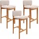 Kit 03 Banquetas Alta Para Cozinha Sala de Jantar Bar Dara L02 Suede Bege - Lyam Decor