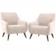 Kit 02 Poltronas Decorativa Fixa Pés de Madeira Paloma D02 Veludo Bege C-309 - Lyam Decor