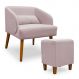 Poltrona Decorativa com Puff Virgínia Veludo Rosê - Montanaris Decor