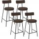 Kit 04 Banquetas Baixa Bar Cozinha Sala De Jantar Em Aço Milão L02 Suede Marrom - Lyam Decor