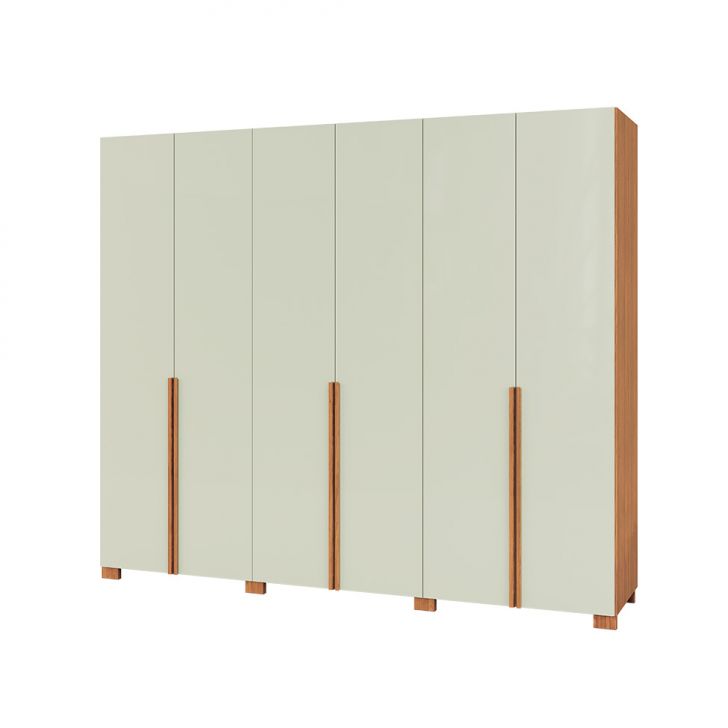 Image of Guarda-roupa Casal Afrodite 100% Mdf 6 Portas 2 Gavetas Off White E Freijó PLA-MO895CL73MLUMOB