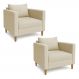 Kit 02 Poltronas Decorativa Milena Linho Dourado Pés de Madeira - Pallazio