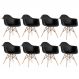 Kit 8 cadeiras Charles Eames Eiffel DAW com braços e pés de madeira clara Preto