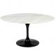 Mesa de Jantar Saarinen Oval 160x90 cm Mármore Branco Extra Base Preta