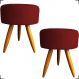 Kit 2 Puff Decorativos Para Sala, Quarto, Manicure Redondo Suede Bordo Pé Castanho - Clique E Decore