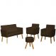 Kit Conforto Sala 1 Sofá Namoradeira 2 Poltronas 1 Puff Luxo MOBLAN decor