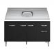 Balcão Gabinete Com Pia Inox 150cm 4 Portas e 1 Gaveta Gabriela Preto - AJL Móveis