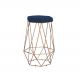 Banqueta Decorativa Rubel Base Gold Veludo Azul G41 - Gran Belo