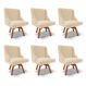 Kit 6 Cadeiras Decorativas Sala de Jantar Base Giratória de Madeira Firenze Suede Bege/Natural G19 - Gran Belo