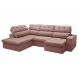Image of Sofá 5 Lugares Retrátil e Reclinável Arezzo com Chaise Esquerdo Veludo Rosê FE691UP73DVUMOB