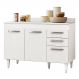Balcão Gabinete de Pia Com Tampo Suécia 120cm 03 Portas 02 Gavetas Branco - Lumil Móveis