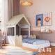 Cama Infantil Montessoriana Casinha Branca e Carvalho