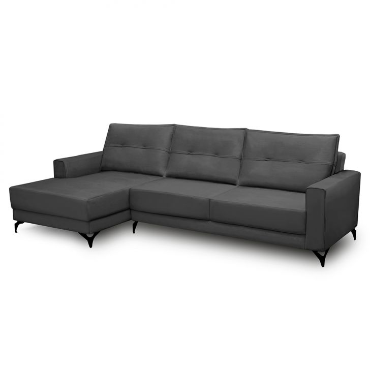 Image of Sofá 4 Lugares Heros Com Chaise Esquerdo Veludo Chumbo PLA-FE691UP73DZQMOB