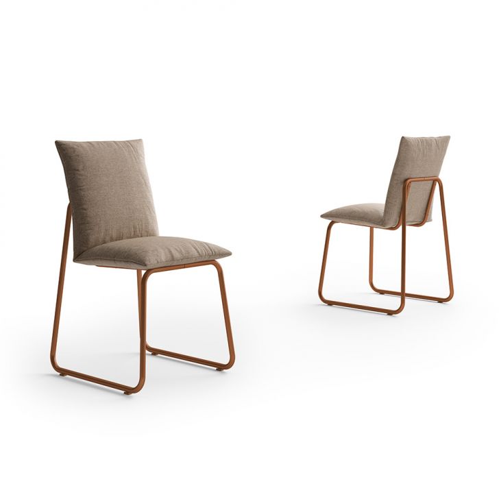 Conjunto com 2 Cadeiras Amélia Linho Areia e Rosê