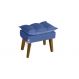 Puff Banqueta Decorativa Glamour Com Pés Quadrado Azul Marinho