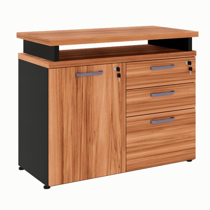 Armário de Escritório com Extensor Yaris 1 PT 3 GV Nogal Sevilha e Preto