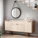 Buffet Balcão Decorativo Melodia Pés Madeira Sala de Jantar MDP/MDF Off White/Castanho G26 - HB Móveis