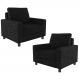 Kit 02 Poltronas Decorativas Para Sala De Estar E Recepção Malta L02 Linho Chumbo - Lyam Decor