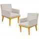 Kit 02 Poltronas Decorativas Para Sala de Estar Base Mel Beatriz W01 Suede Bege - Lyam Decor