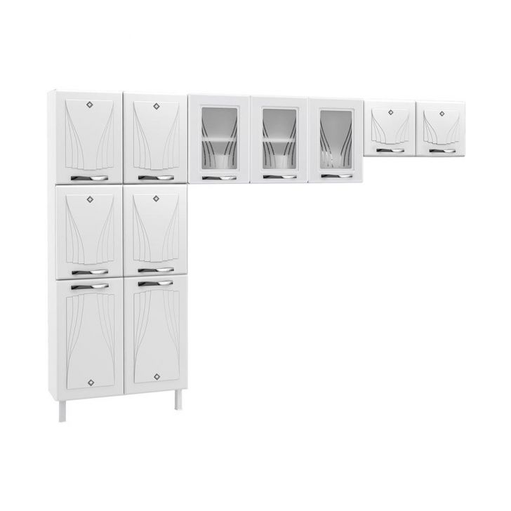 Cozinha de Aço Compacta Clara Multimóveis 3 Peças CR6152 Branco