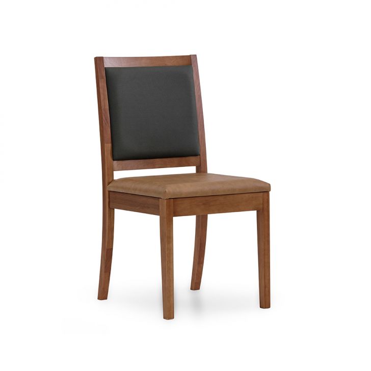 Cadeira Burke Revestimento Sintético Caramelo e Chumbo Esverdeado