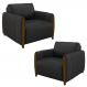 Kit 2 Poltronas Decorativas para Sala de Estar 98cm Amaranto M22 PU Preto - Mpozenato