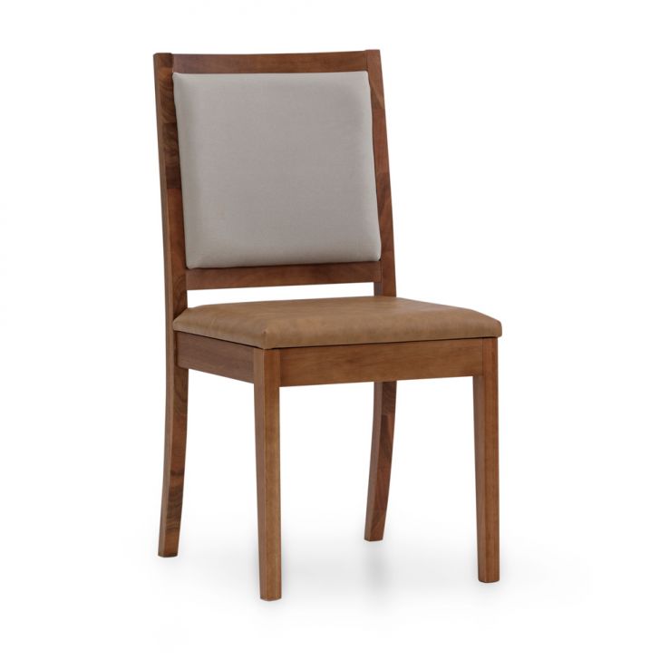 Cadeira Addison Revestimento Sintético Caramelo e Bege