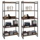 Kit 2 Estantes Livreiro Multiuso Prisma Estilo Industrial 80cm 5 Prateleiras C08 Nogal - Mpozenato