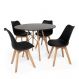 Kit Mesa Jantar Eiffel 80cm Preta + 04 Cadeiras Leda - Preta