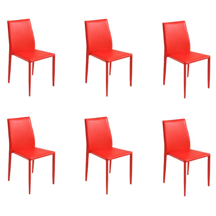 Conjunto Com 6 Cadeiras Amanda Vermelho