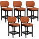 Kit 05 Banquetas Baixa Bar Cozinha E Sala De Jantar Fixa Betta L02 Preto Tecido Terracota - Lyam Decor