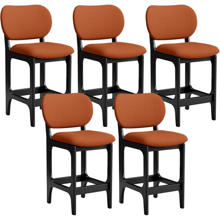 Kit 05 Banquetas Baixa Bar Cozinha E Sala De Jantar Fixa Betta L02 Preto Tecido Terracota - Lyam Decor
