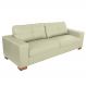 Sofá 3 Lugares Sala de Estar Pés Madeira kenny 240 cm Couro Off White G43 - Gran Belo
