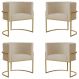 Kit 4 Poltronas Decorativa Sala de Estar Luana Base Gold Suede Bege - Montanaris Decor