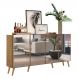 Aparador Buffet Retrô com Espelho Multimóveis Veneza com 4 Portas FG3559 Rustic/Natural
