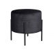 Puff Banqueta Redondo Decorativo Carol Braço De Ferro Preto - Veludo Preto